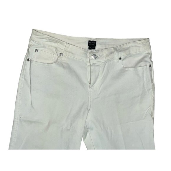 Nicole Miller Ivory White Cotton Blend Straight Leg Jeans Size 10 Womens - Picture 5 of 10